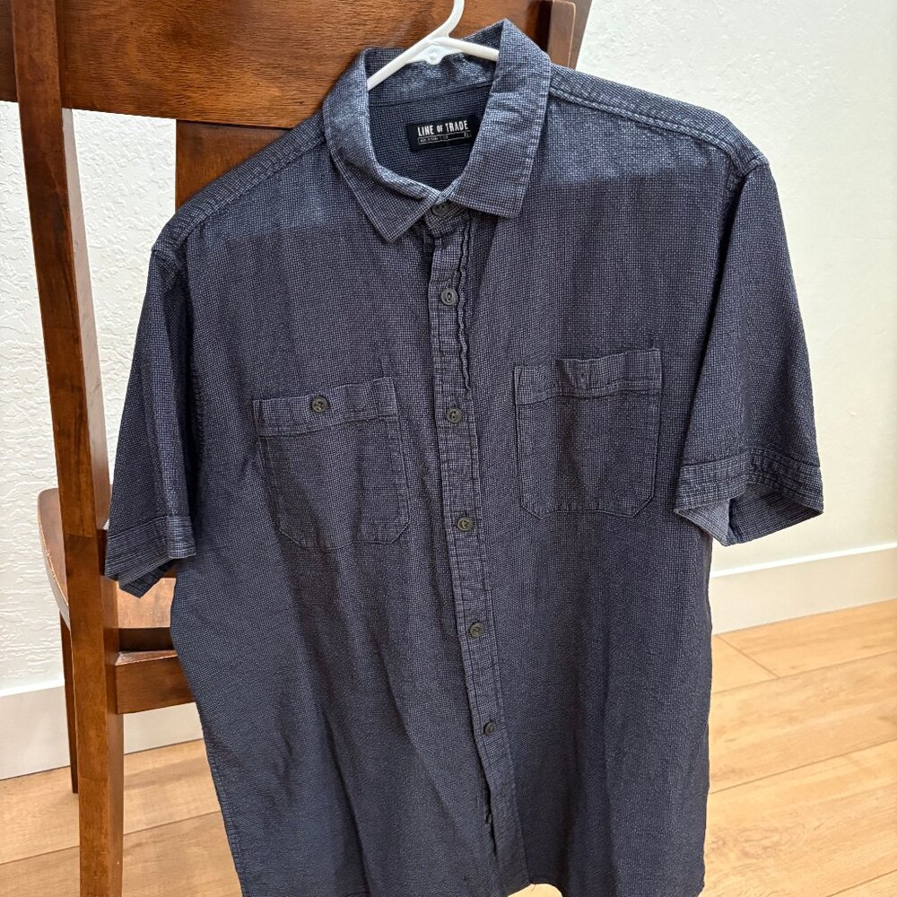 Men's buttoned down shirt, Blue, textured, Size: XL